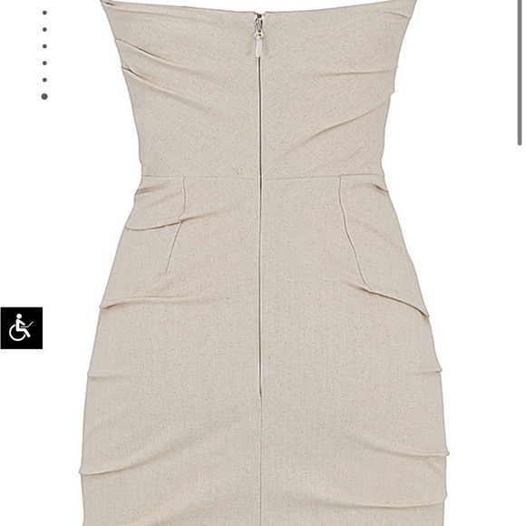 Astound' Beige Linen Strapless Mini Dress M - Picture 11 of 14